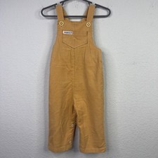 Vintage Health-tex Overalls Toddler 18M Tan Corduroy Button Strap USA Made 80s