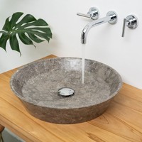 Wohnfreuden Naturstein Waschbecken Aus Marmor 45 X 45 X 10 Cm Grau Rund Stein
