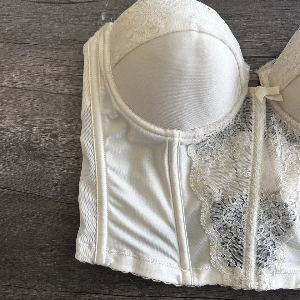 Vintage Lady Marlene Bustier Womens 36 Satin Lace Longline Strapless Bridal 90s - Image 3 of 4