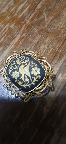 Used Vintage Bird Pin Spain Gold Tone Black Enamel See Pictures & Descreption - Bild 4 von 7