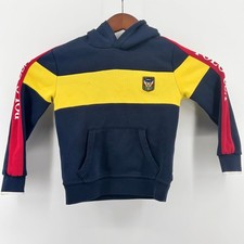Polo Ralph Lauren Kids Navy Yellow Colorblock Crest Hoodie Sweatshirt Size 6