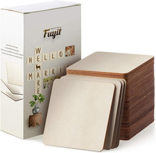 Fuyit Unfinished Wood Pieces, Blank Wooden Squares for Crafts 5 Inches