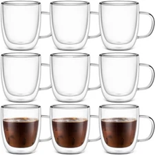 Gerrii Espresso Cups Double Walled Espresso Shot Glass with Handle Cups Insul...