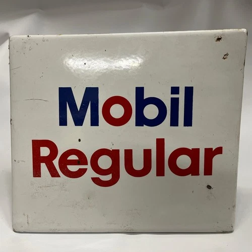 Vintage Mobil Regular Porcelain Gas Sign Plate 12''H 13.75''W Ready to Hang