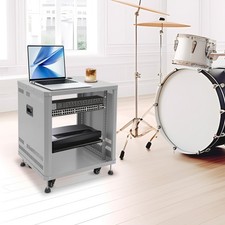 Network  Stereo Rack Rolling Server Rack Open Cabinet with Caster Wheels Grey