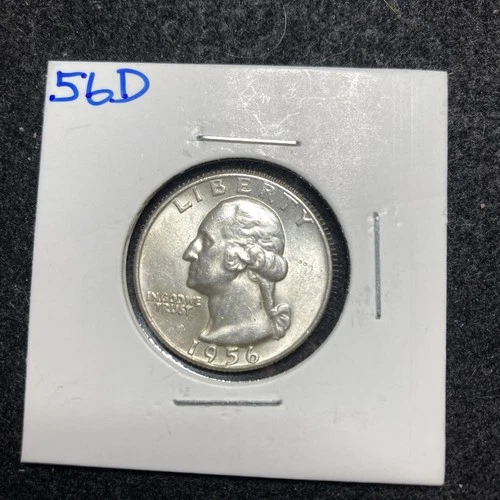 1956 D/D  ERROR BU Washington Quarter Uncirculated 90% Silver 25c