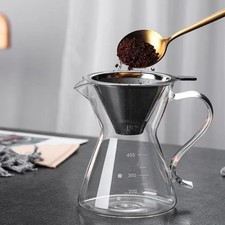 Pour Over Coffee Dripper Slow Drip Paperless Coffee Filter Double Mesh Stainless