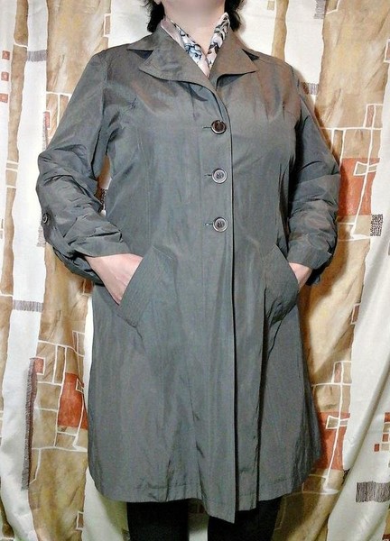 Women Laura Ashley Trench Coat Khaki Cotton 48 /