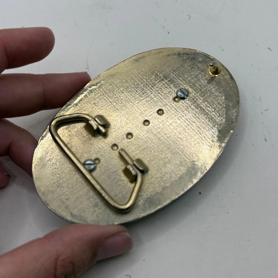 De Colección Hebilla de Cinturón Ovalada Azul Turquesa Esmalte Marrón Ágata Piedra Suroeste Rodeo Foto 3 de 4