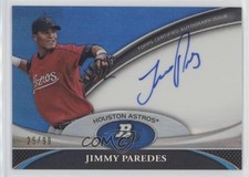 2011 Bowman Platinum Prospect Blue Refractor 25/99 Jimmy Paredes Auto md3