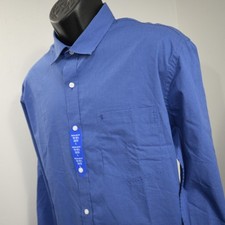 IZOD Dress Shirt Plaid Soft Washed Essentials Regular Fit Men Large 16-32/33 NEW