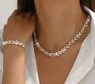 Rose Gold Two Tone Necklace & Bracelet Set Adjustable Length New — photo 4