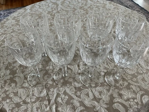 8-Waterford Crystal Kildare Water Wine Goblets Glasses 7” Vintage Ireland