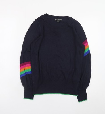 Next Petite Damen Strickpullover blau Regenbogenstreifen Größe S