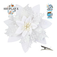 Weihnachtsstern Blumen Glitzer 20 StüCk Mit Clips FüR Weihnachtsbaum Dekoration
