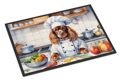 English Cocker Spaniel The Chef Doormat Front Door Mat Indoor Outdoor Rugs for