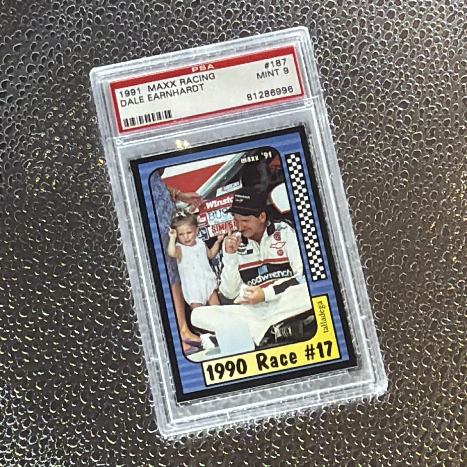 RARE 1991 Maxx Dale Earnhardt #187 PSA 9 MINT 1990 Race #17 Talladega NASCAR HOF