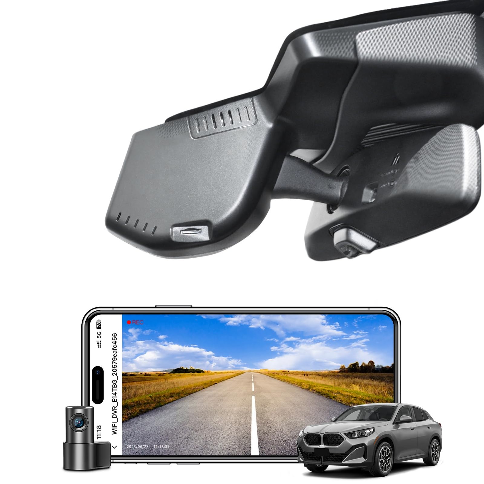 Custom Fit Front 4K & Rear 1080p Dash Cam for 2024-2025 BMW X2, WiFi, App, 128GB