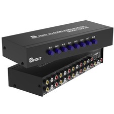8-Way RCA Splitter  AV Switcher, 8 in Female 1 Out Female Audio Video Stereo...
