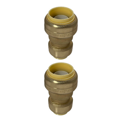 2 Pack XFITTING 3/4" X 1/2" Push Fit Coupling, Push to Connect Reducing Coupling
