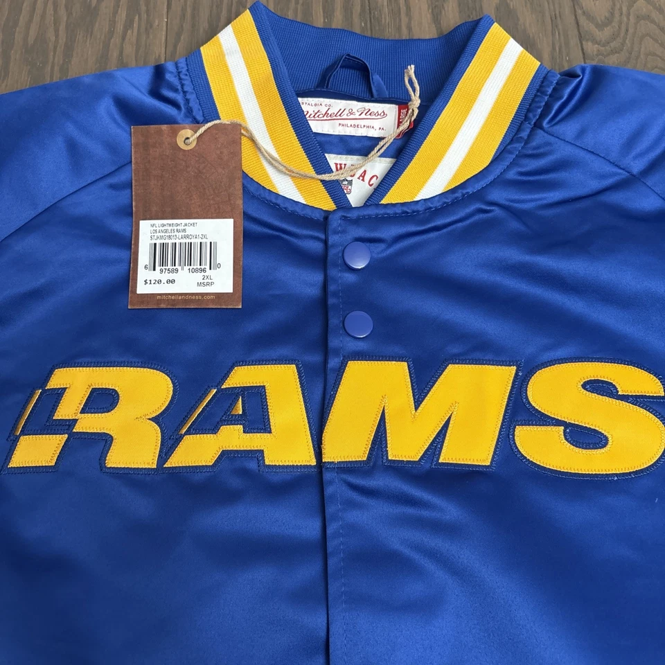 NWT Los Angeles Rams Mitchell & Ness Throwbacks NFL Football Satin Jacket 2XL - Image 2 of 4