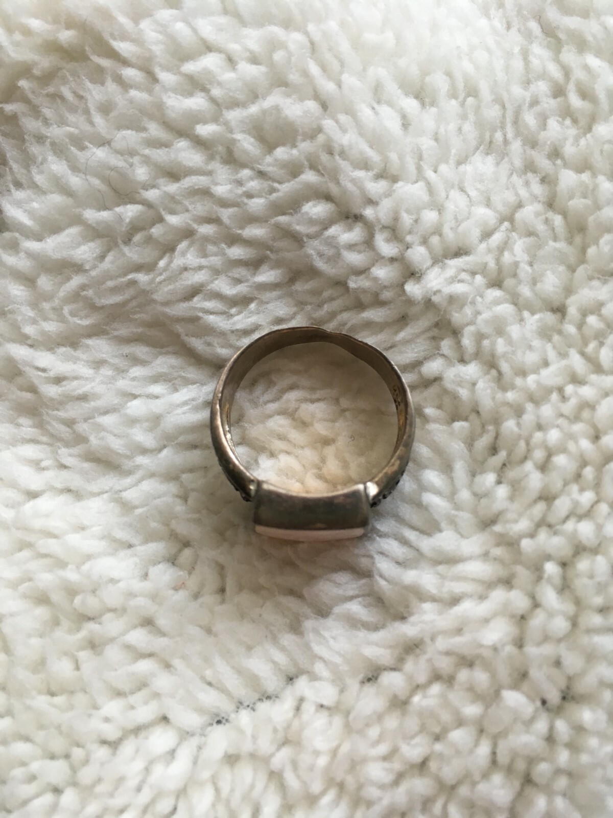 Vtg Sterling Silver Ring w/ Rectangular Square Pa… - image 8