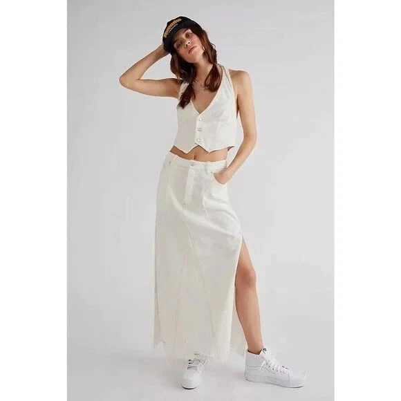 White flowy skirt vest cheap