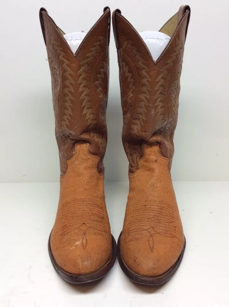 MENS JUSTIN COWBOY DARK ORANGE BOOTS SIZE 9 D eBay