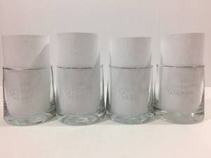 Set-of-4-The-Glenlivet-Scotch-Whiskey-Glasses-Heavy-Base-Rocks-White-Etched
