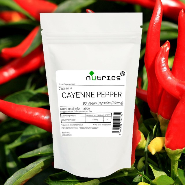 Nutrics® CAPSAICIN 550mg CAYENNE PEPPER 100% PURE 90 Vegan Capsules Nutrics® CAPSAICIN 550mg CAYENNE PEPPER 100% PURE 90 Vegan Capsules