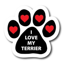 I Love My Terrier Pawprint Car Magnet 5" Paw Print Auto Truck Decal Magnet