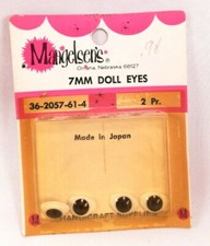 NEW NOS Brown doll eyes 2 pair 7mm eyes doll making supplies crafting Mangelsens