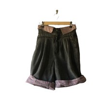 Vtg 80  s Get Black Acid Wash Jean High Waist Drop Yolk Baggy Mom Shorts Sz 9-10