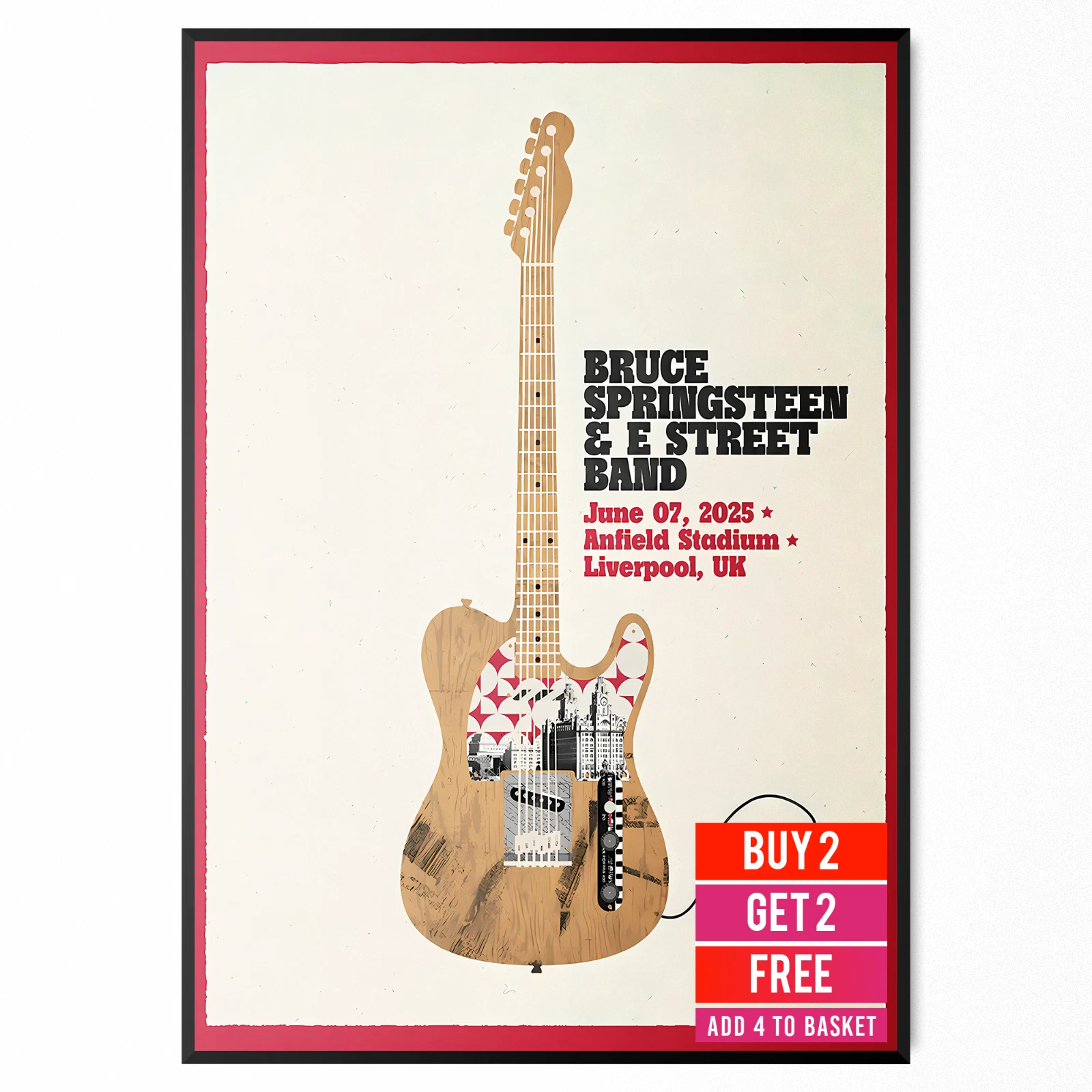 Bruce Springsteen Concert Poster Liverpool Anfield 7th June