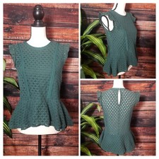 Banana Republic Blouse Size XS Shirt Top Floral Lace Peplum Ruffle Sleeve