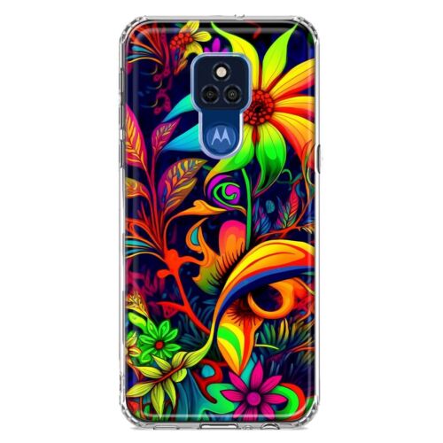 For Motorola Moto G Play 2021 Shockproof Case Psychedelic Hippie Daisy Flowers