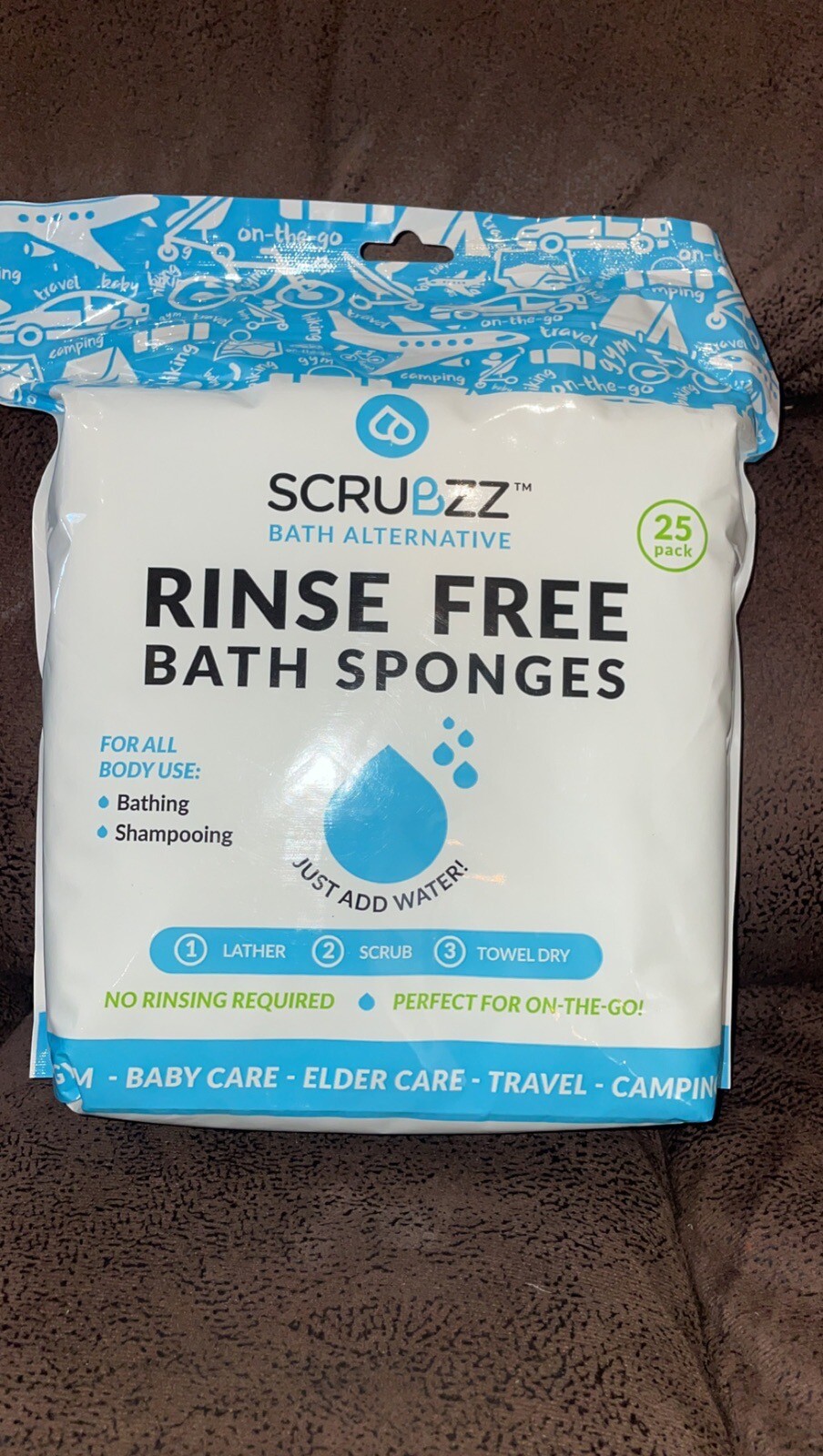 Scrubzz Disposable Rinse Free Bathing Wipes Allin1 Single Use 25 Ct