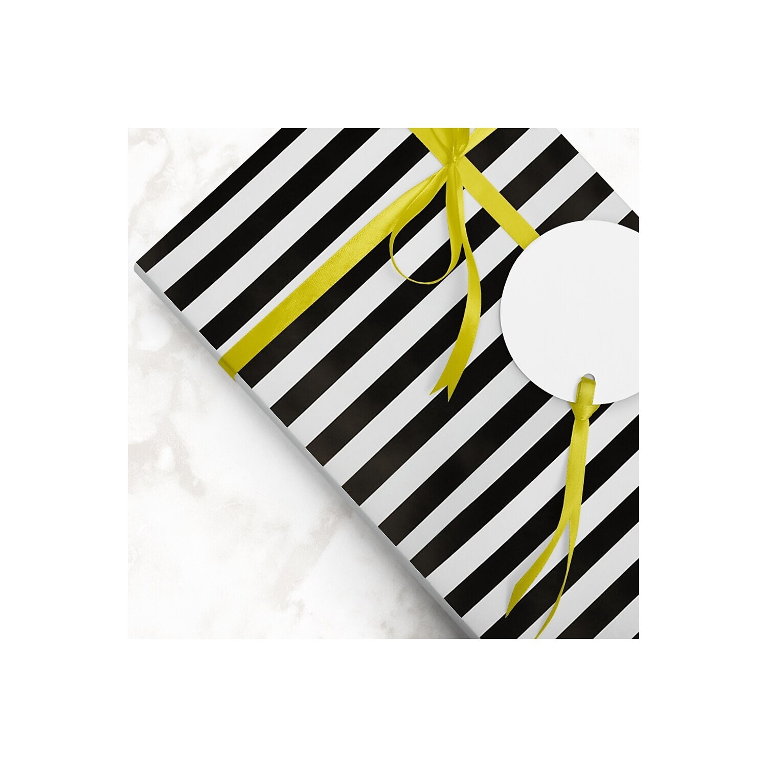 JAM Paper Gift Wrap Striped Wrapping Paper 25 Sq. Ft Black & White Stripes Roll