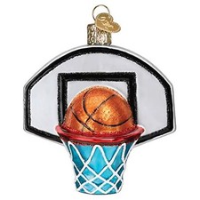 Old World Christmas Glass Blown Ornament, Basketball Hoop With OWC Gift Box 