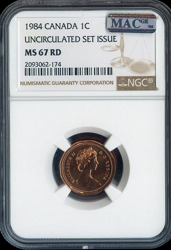 1984 Canada Small Cent NGC MS67 RD MAC - Quality