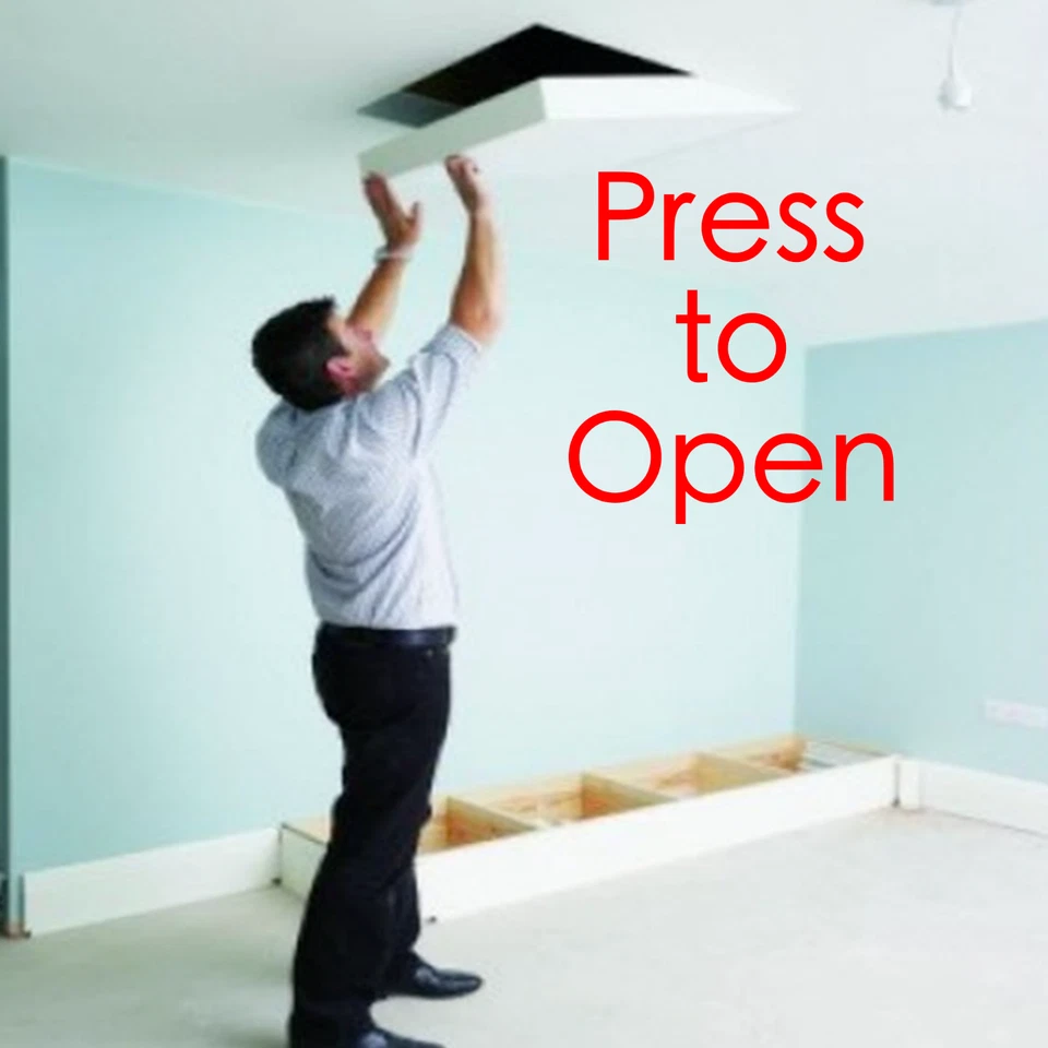 Loft Door Touch Catch Latch Hatch Push Auto Sprung Attic Cupboard with Screws - Image 4 of 4