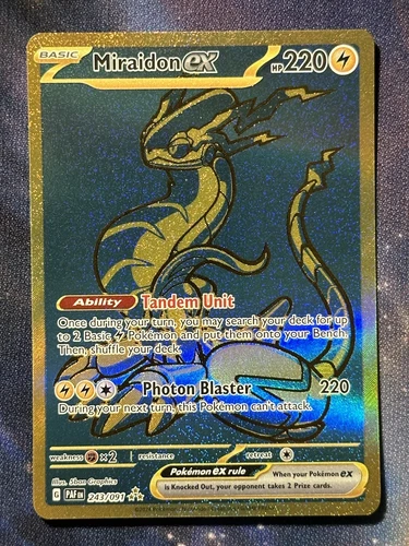 Miraidon EX 243/091 Paldean Fates Full Art Gold Hyper Rare NM MINT Pokemon Card