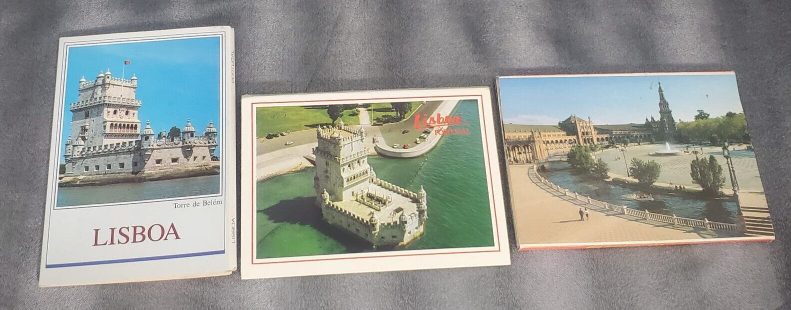 Vintage Fold Out Souvenir Postcard Packs of Lisboa Portugal and Sevilla Spain