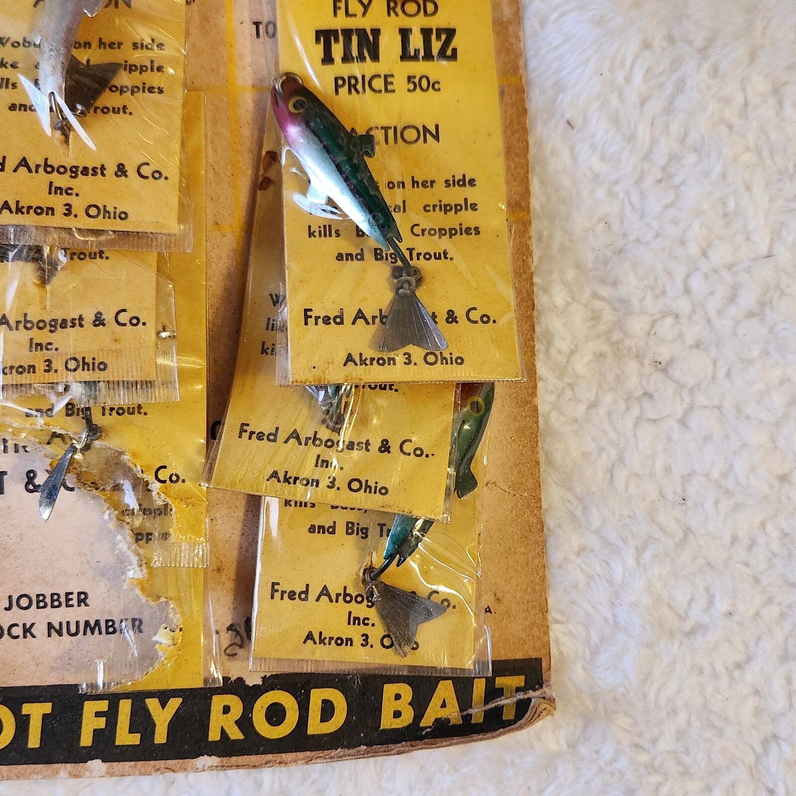 Vintage Lot of 11 Fred Arbogast Tin Liz Fly Rod Fishing Minnow Metal