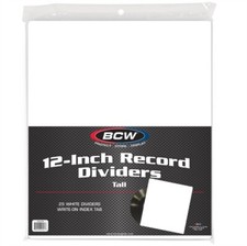  10 Piece Tall Vinyl Record Dividers, BCW, White, 12 Inch Album Divider