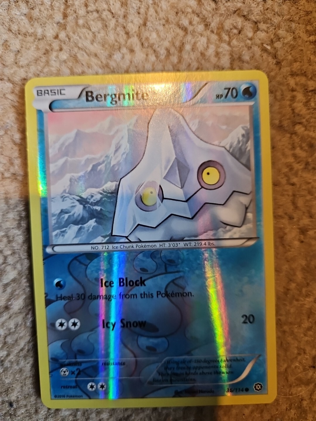 Bergmite 36/114 XY Steam Siege Reverse Holo Holographic NM Mint Pokemon Card