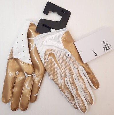 NEW Nike Vapor Jet Football Gloves Gold White Adult Size
