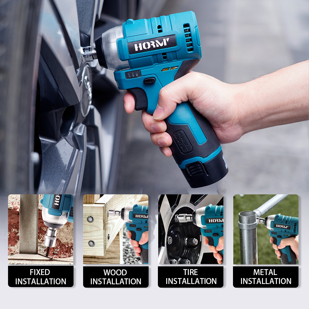 12V MAX Brushless Cordless 3/8" Impact Wrench with 2 Battery 1 Charger Set USA