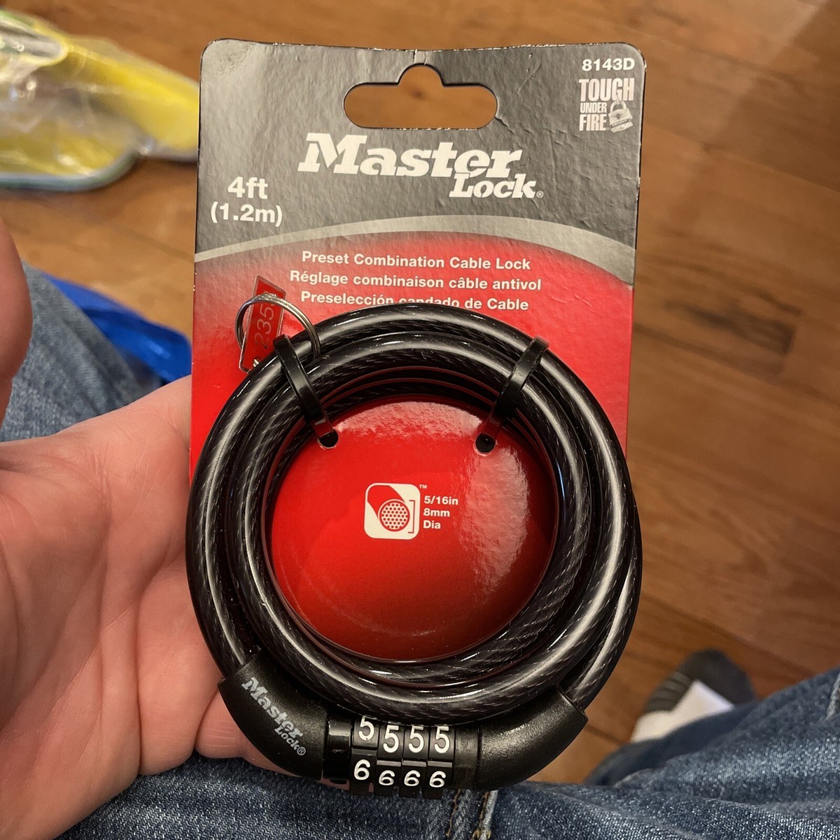 NEW - Master Lock 8143D Bike Lock Cable Lock with Combination 4ft