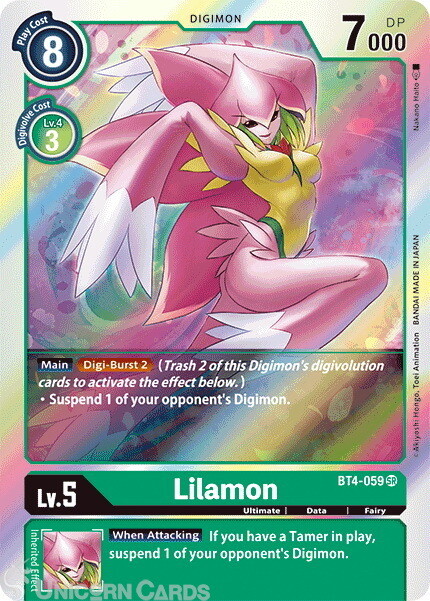 BT4-059 Lilamon Super Rare Mint Digimon Card